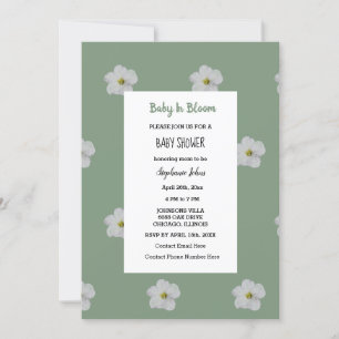 Baby shower QR Code Bloemen Bloem Sage Groen Schat Kaart
