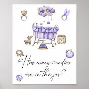 baby shower - raad hoeveel snoepjes poster