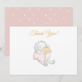 *~* Baby shower Rabbit Bunny Reading to Teddy Bedankkaart (Voorkant / Achterkant)