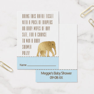 Baby shower Raffle Billet Elephant Gold Blue