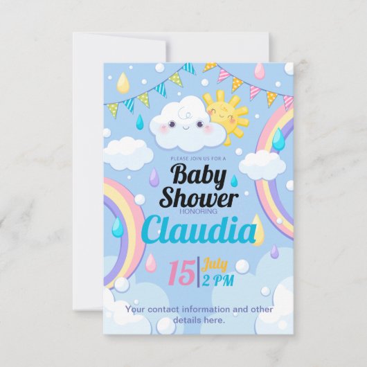 Baby shower Rainbow Bedankkaart (Voorkant)