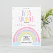 Baby shower Rainbow Invitation Pastel Rainbow Baby (Debout devant)