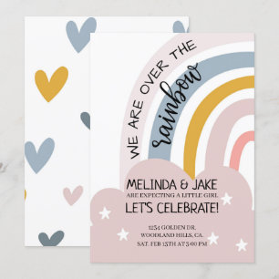 BABY SHOWER RAINBOW INVITE Codedouche Pastels Kaart