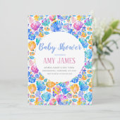 Baby shower Rainbow Seashells Invitation (Debout devant)