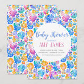 Baby shower Rainbow Seashells Invitation (Devant / Derrière)