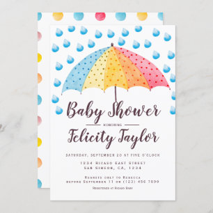 Baby shower Rainbow Umbrella Kaart
