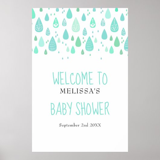 Baby shower Raindrops mignon / Affiche de bienvenu (Devant)