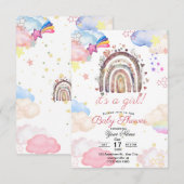 Baby shower Ratinbow invitation pour la petite fil (Devant / Derrière)