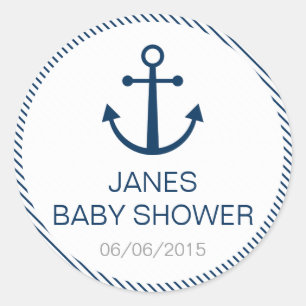 Baby shower rayé bleu autocollants