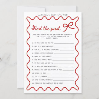 Baby shower Red Bow - Nom modifiable, invitation 5