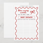 Baby shower Red Bow - Nom modifiable, invitation 5 (Devant / Derrière)