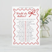 Baby shower Red Bow - Nom modifiable, invitation 5 (Debout devant)