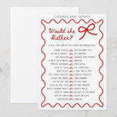Baby shower Red Bow - Nom modifiable, invitation 5 (Devant / Derrière)