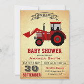 Baby shower Red Farm Tractor Invitation (Devant)