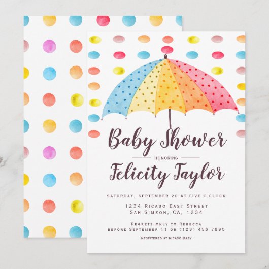 Baby shower RegenboogStippen Kaart (Voorkant / Achterkant)