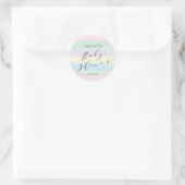 Baby shower regenboogstrips ronde sticker (Tas)
