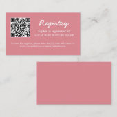 Baby shower Register QR Code Blush Roze Informatiekaartje (Voorkant / Achterkant)