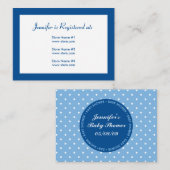 Baby shower Registry Kaart met Datum - Blauw (Voorkant / Achterkant)