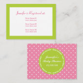 Baby shower Registry Kaart met Datum - Roze/Groen (Voorkant / Achterkant)