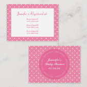 Baby shower Registry Kaart met Datum - Roze Stippe (Voorkant / Achterkant)