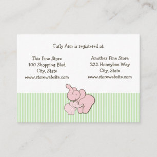 Baby shower Registry Kaart Roze Olifant Knuffels