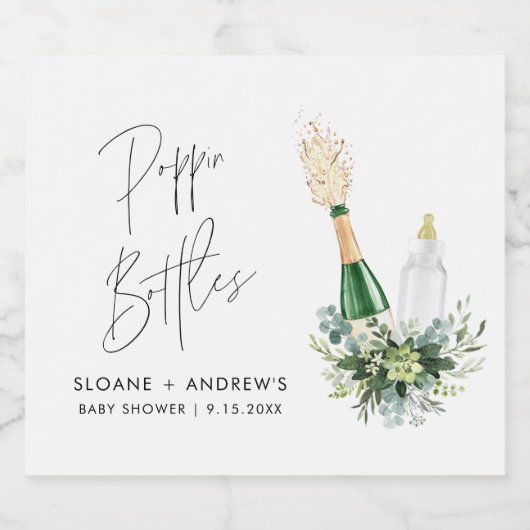 BABY SHOWER REMY-mappelflessen Sparkling Wijnetiket (Enkel label)