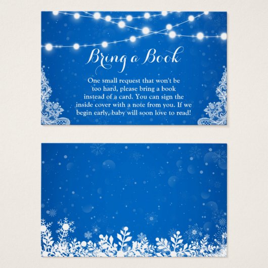 Baby shower Réserver Demande Winter Blue Snowflake (Devant & derrière)