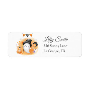 Baby shower retouradres label Little Boo Ghost