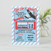 Baby shower Retro Avion avec invitation de billet (Debout devant)