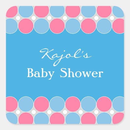 Baby shower Retro Blauw & Roze Sticker (Voorkant)