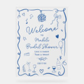 Baby shower rétro bleu illustré à la main (Recto)