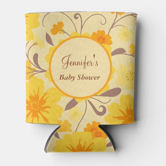Baby shower-Retro Zonneschijn Bloemen- Blikjeskoeler (Voorkant)