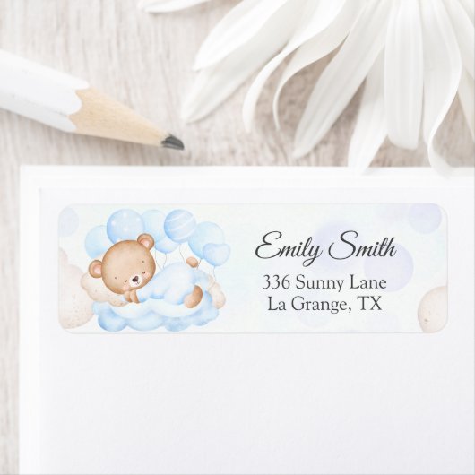 Baby shower Return Address Label Blue Beer (Insitu)