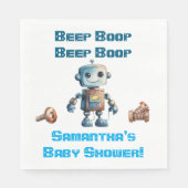 Baby shower robot serviettes en papier personnalis (Devant)