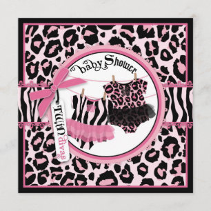 Baby shower Rock Star Tutu Twins Invitation SQ-HP3