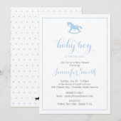 Baby shower Rocking Horse Invitation Bleu (Devant / Derrière)
