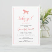 Baby shower Rocking Horse Invitation Corail (Debout devant)