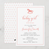Baby shower Rocking Horse Invitation Corail (Devant / Derrière)