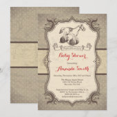 Baby shower Rocking Horse Invitation Vintage Retro (Devant / Derrière)
