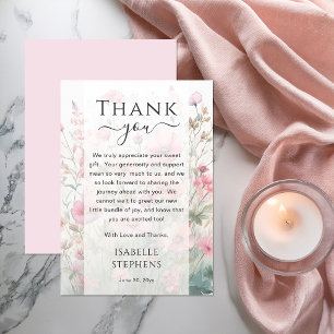 Baby Shower Romantische Wilde Bloemen Bloesems Bedankkaart