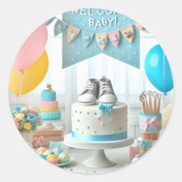 Baby shower ronde sticker