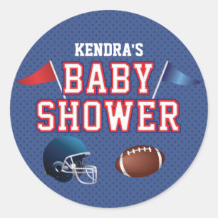 Baby shower rood en blauw Football Ronde Sticker