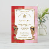 Baby shower, rood, roze, goud kaart (Staand voorkant)