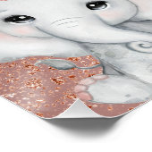 Baby shower roos goud glitter olifant meisje perfect poster (Hoek)