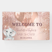 Baby shower roos goud glitter olifant meisje spandoek (Horizontaal)