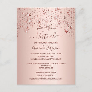 Baby shower roos gouden dripsterren virtuele sterr briefkaart