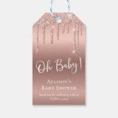 Baby shower Roos gouden glitter dank u Cadeaulabel (Achterkant)