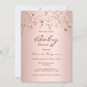 Baby shower roos gouden sterren kaart (Voorkant)
