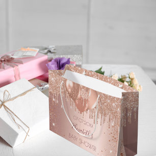 Baby shower roos gouden zwarte glitter druppelt ba groot cadeauzakje