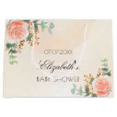 Baby shower roos goudfloreucalyptus groot cadeauzakje (Voorkant)